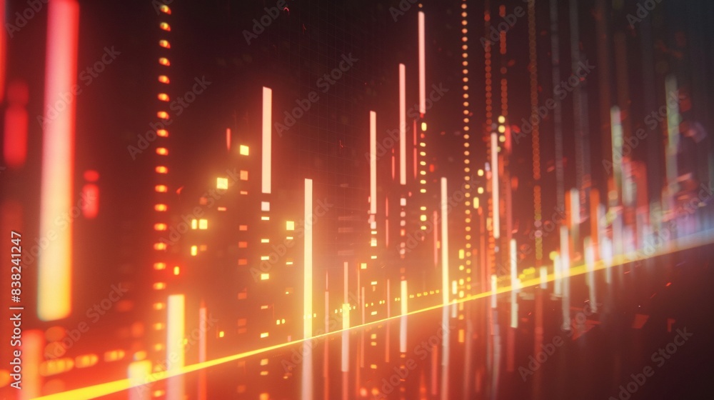 Poster a 3d rendering of a stock market performance graph with positive and negative trends