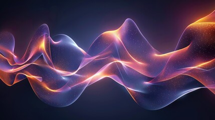 Obraz premium Abstract graphic waves of light creating dynamic and flowing shapes, vibrant colors on dark background
