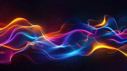 Obraz premium Abstract waves of light graphics, creating flowing shapes in bright colors on a dark background