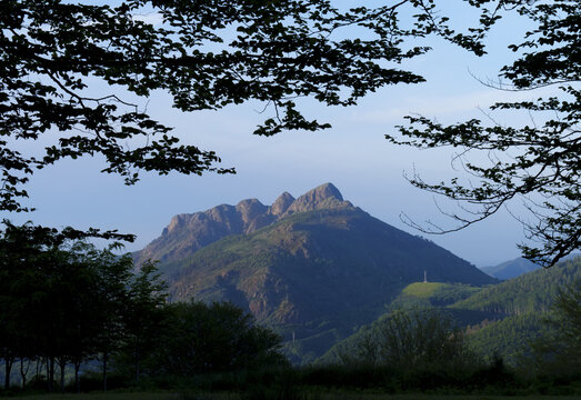 Sunset in the Natural Park of Pe&ntilde;as de Aia. Aiako Harriak Natural Park at sunset, Euskadi