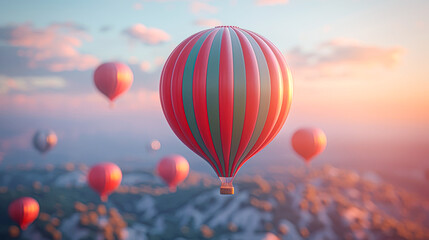 Fototapeta premium Plastic Balloon Floating in the Sky with Blurred Perspective Background
