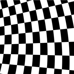 Obraz premium Wavy optical illusion checker pattern background, trippy checkerboard