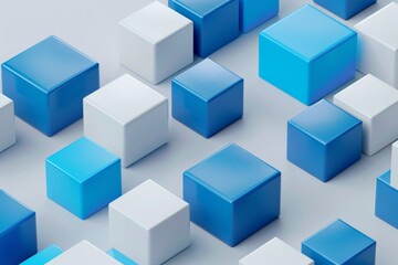 A geometric composition with cubes, abstract 3D render, modern background design