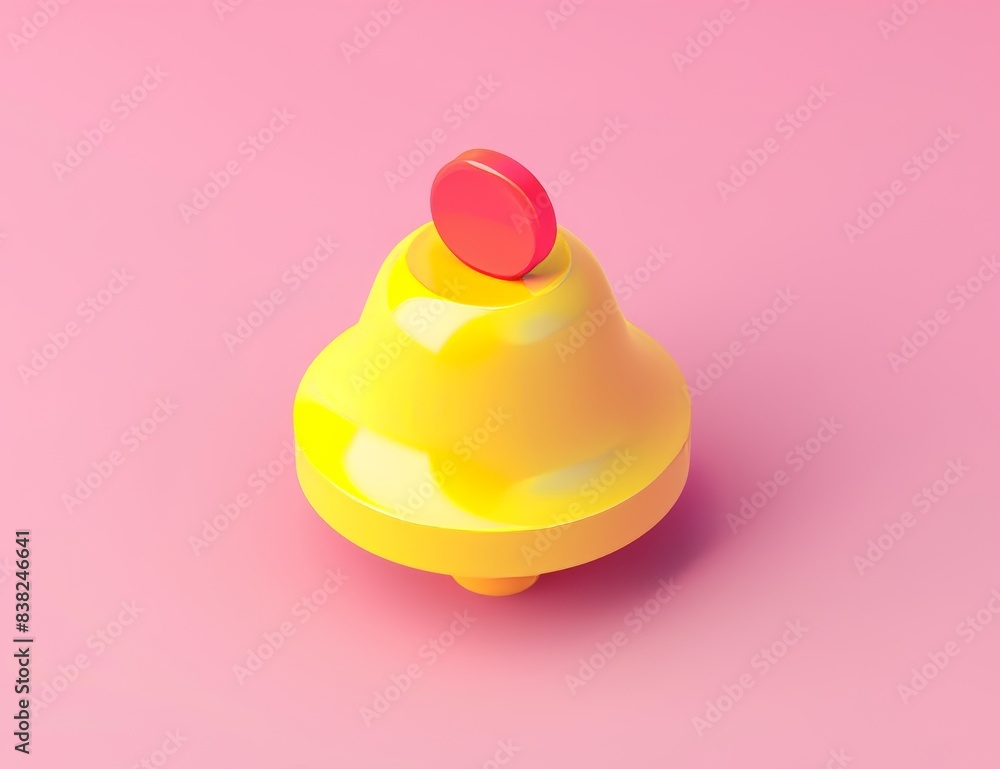 Poster a minimalist notification bell is isolated on a pastel pink background. one new notification concept