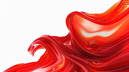 Bright scarlet wave abstract background, bold and fiery, isolated on white