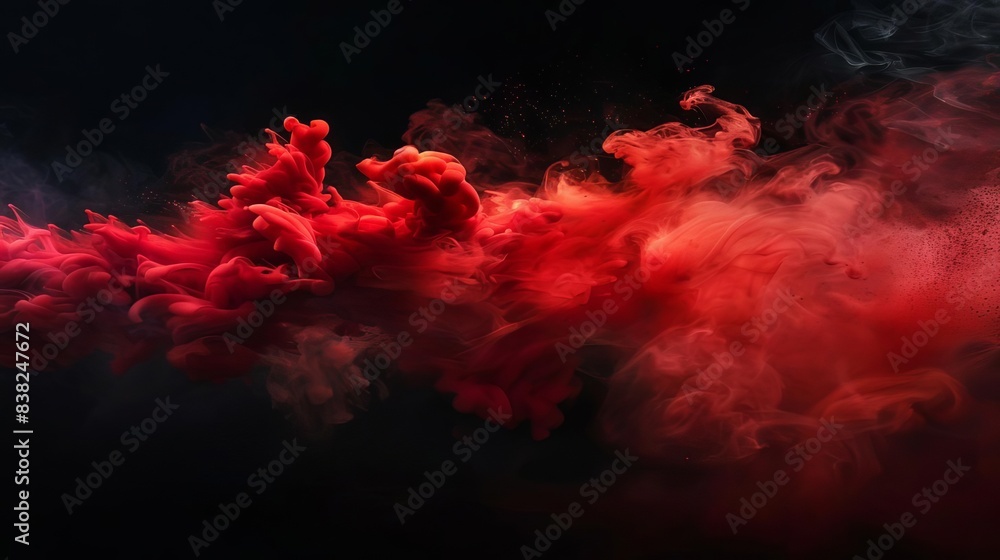 Poster abstract red ink explosion on black background vibrant colors and dynamic movement