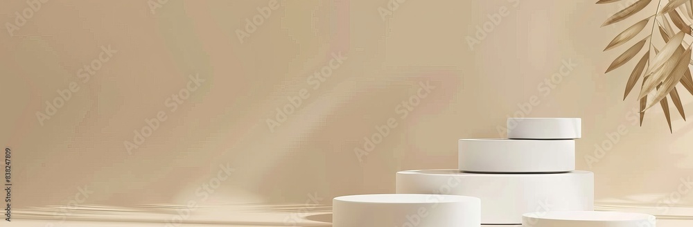 Poster mock up scene with podium geometry for product display. 3d rendering.
