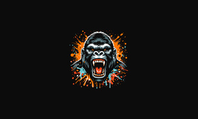 head gorilla angry vector artwork design