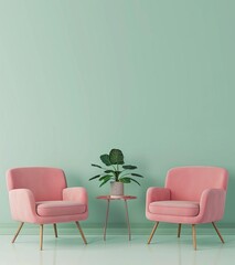 Interior chair design in minimal colors. 3D rendering.