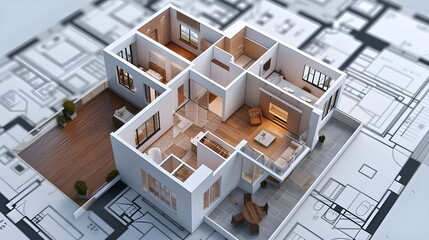 Modern Architectural 3D Home Design Blueprint Visualization
