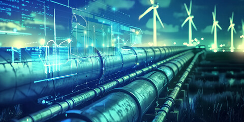 Futuristic Energy Pipeline System with Renewable Energy Integration - Generative AI
