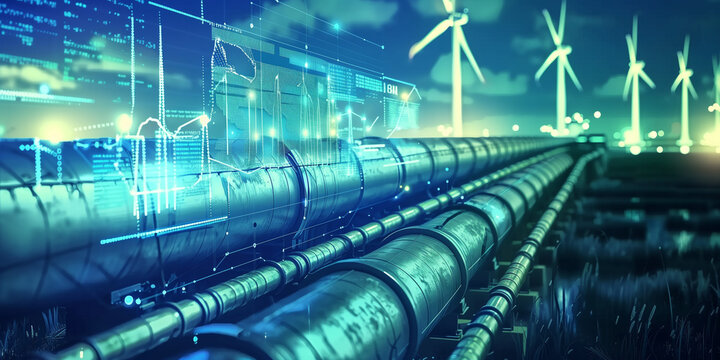 Futuristic Energy Pipeline System with Renewable Energy Integration - Generative AI