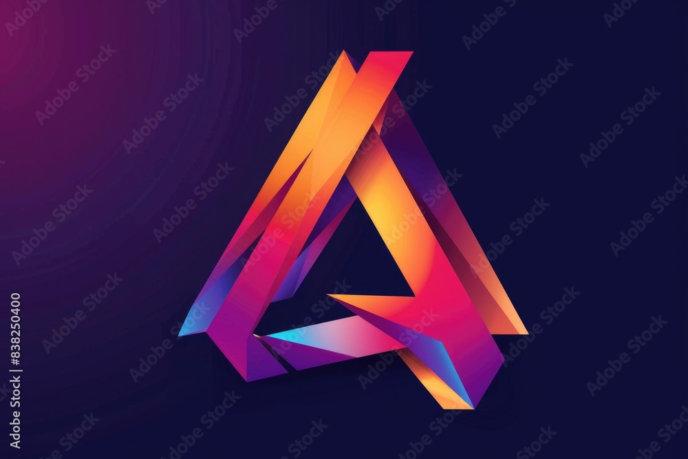 Poster a representation of the letter 'a' composed of vibrant shapes and colors, suitable for use in educat