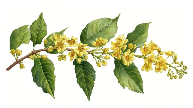boswellia serrata plant botanical illustration on white background digital painting
