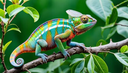 Ein buntes Chameleon sitzt auf einem Ast