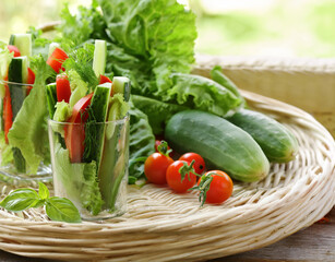 vegetable sticks for snack with yogurt sauce
