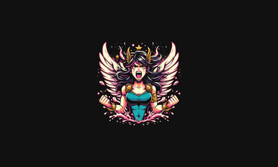 Fototapeta premium angel women angry vector illustration mascot design