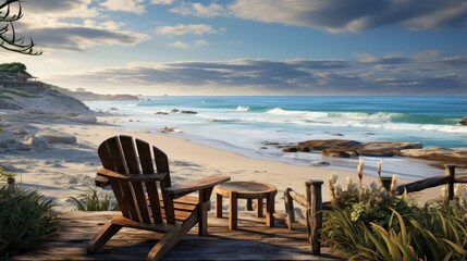 beach chairs and umbrellas