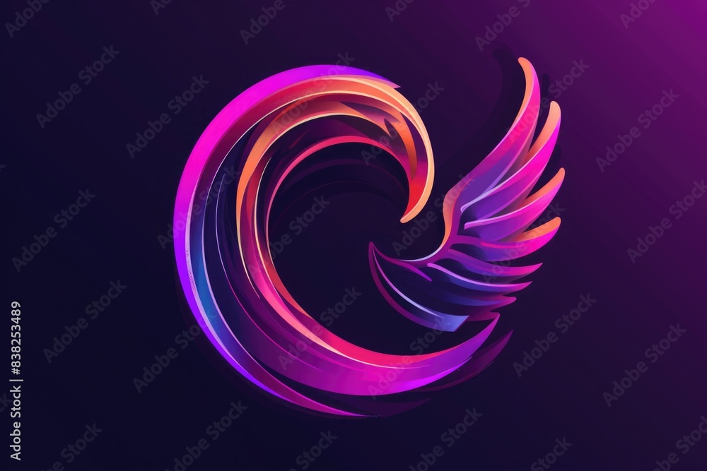 Aufkleber abstract design featuring swirling patterns of purple and pink on a dark background