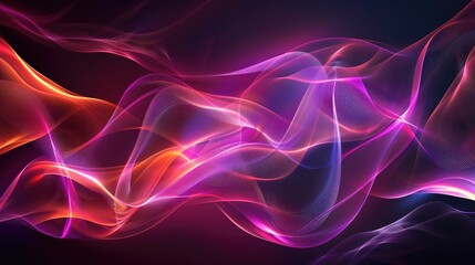 Mesmerizing graphic waves of light, forming dynamic patterns on a dark backdrop, vibrant and elegant
