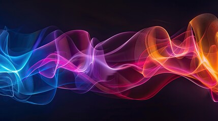 Fototapeta premium Mesmerizing graphic waves of light, forming elegant patterns in various colors on a dark backdrop