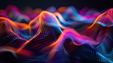Fototapeta premium Mesmerizing graphic waves of light, forming elegant patterns in various colors on a dark backdrop