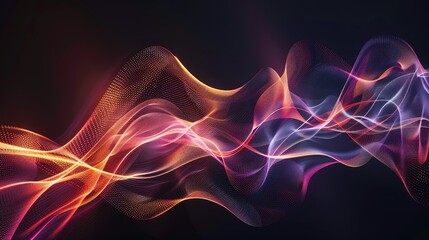 Obraz premium Mesmerizing graphic waves of light, forming intricate patterns on a dark background, vibrant and elegant