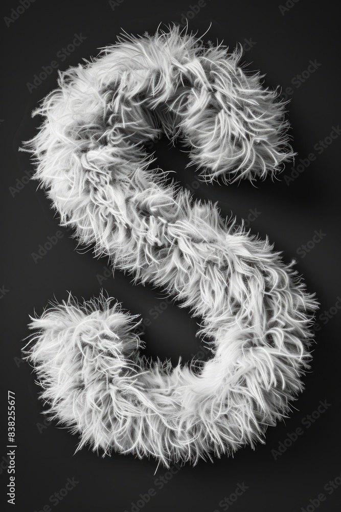 Poster a simple illustration of a white fuzzy letter s on a black background, useful for various design pro
