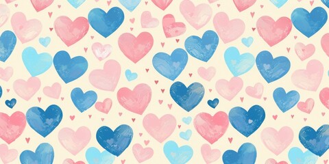 Seamless Pastel Valentines Hearts Pattern.