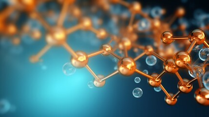 Abstract Molecules Structure in Chemistry Background - 3D Illustration of Molecular Science Concept