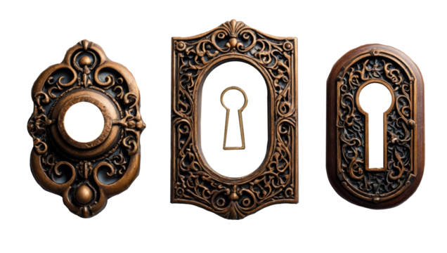 Vintage keyhole collection isolated on white background