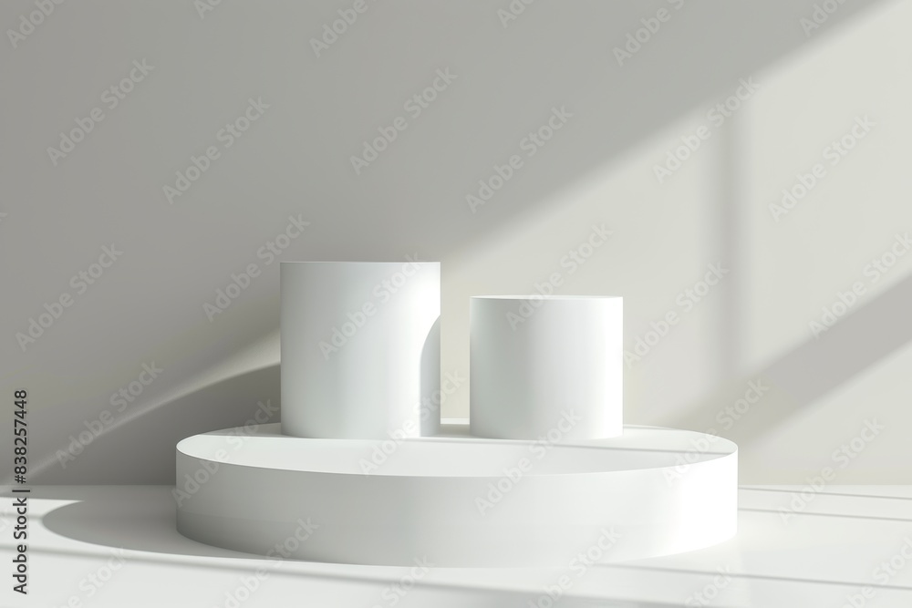 Poster an abstract geometry shape podium scene. a white background is used as a display and product backgro