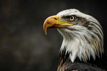 Obraz premium A close-up view of a bald eagle against a black background
