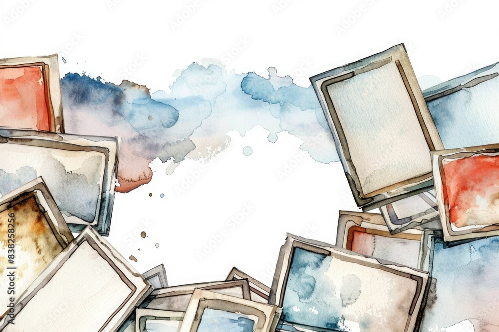 Aufkleber group of televisions stacked on top of each other, for storage or display