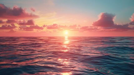 Obraz premium Serene sunset over a tranquil ocean