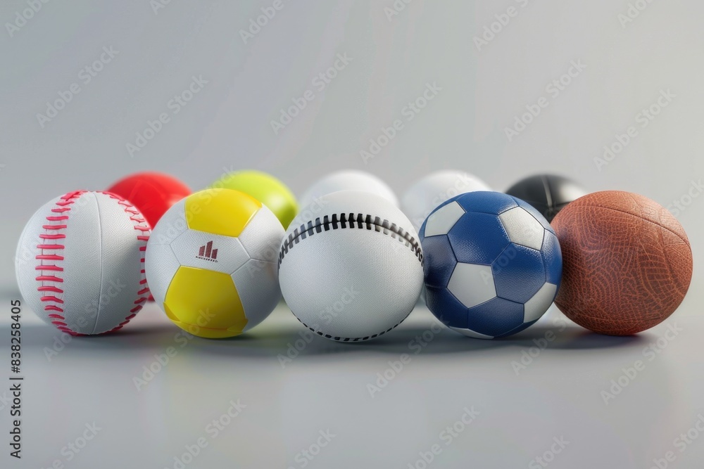 Poster a collection of brightly colored balls sit together on the same surface, ideal for use in product pr