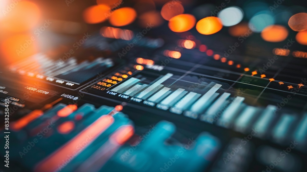 Aufkleber a close-up of a stock market index chart with detailed financial data and analysis