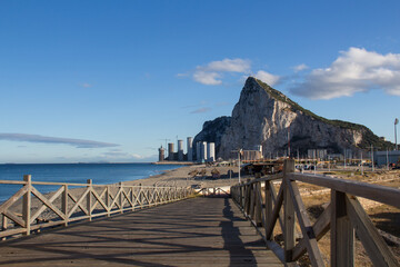 View of the Rock of Gibraltar, from La Línea de la Concepción.