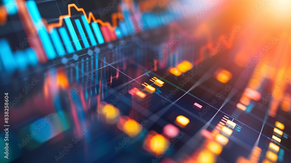 Aufkleber a close-up of a stock market index chart with detailed financial data and analysis