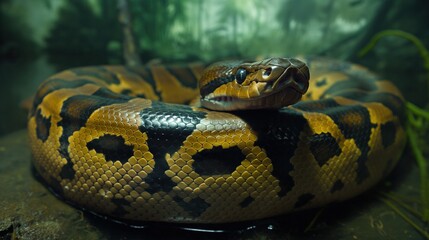 Fototapeta premium anaconda in its natural habitat - rainforest animal