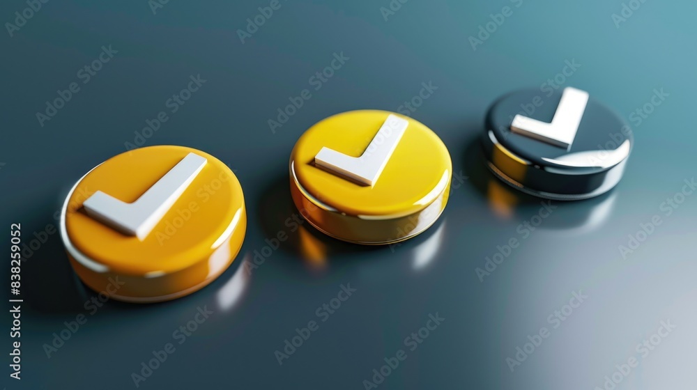 Poster A close-up shot of three buttons arranged on a table