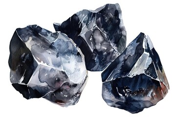 A collection of rocks arranged on a white background, suitable for use in illustrations, designs, and more