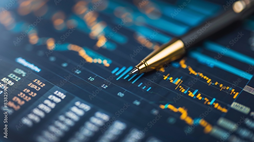Poster an image of a financial document with highlighted stock market figures and investment data