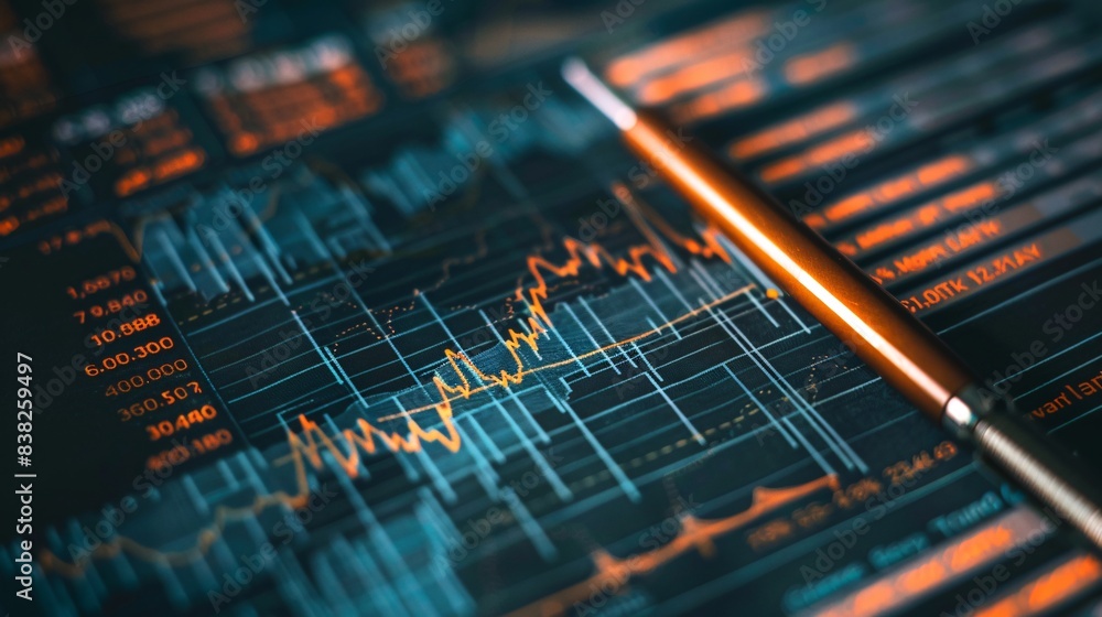 Poster an image of a financial document with highlighted stock market figures and investment data