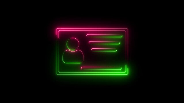 ID Card icon. Neon Identification card outline icon . Driver's license Identification card symbol