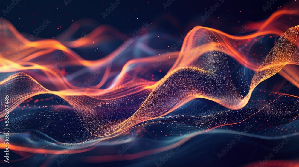 Aufkleber stunning graphic waves of light, creating elegant patterns on a dark backdrop, vibrant and dynamic