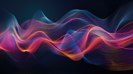 Stunning graphic light waves forming elegant patterns on a dark background, vibrant and mesmerizing