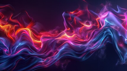 Stunning graphic waves of light, swirling and creating vibrant patterns on a dark background