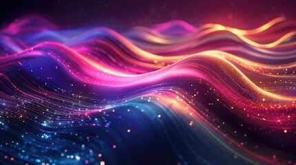 Obraz premium Stunning graphic waves of light, swirling and creating vibrant patterns on a dark backdrop