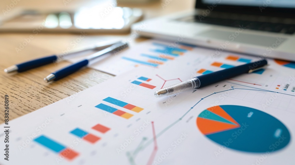 Poster a photograph of a financial analysis chart with various stock market indicators and metrics